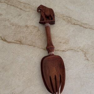 Elephant Design Wooden Salad Servers